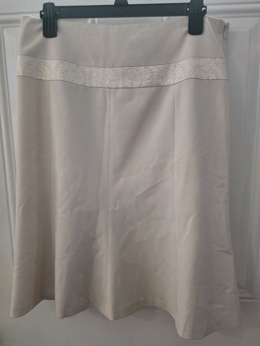 Apostrophe Cream A-Line Skirt with Decorative Waistband